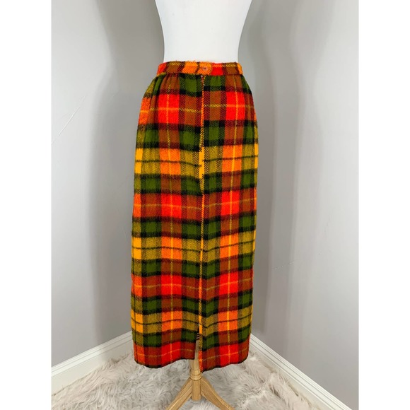 Vintage 70s Maxi Skirt Buffalo Check Plaid Tartan Fall Winter Grunge Punk Indie - Picture 9 of 12